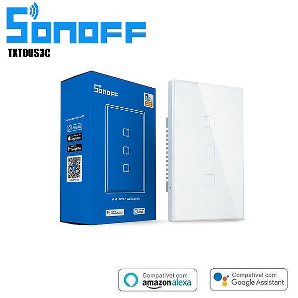 Interuptor Sonoff TX Branco de 3 Botões T0US3C