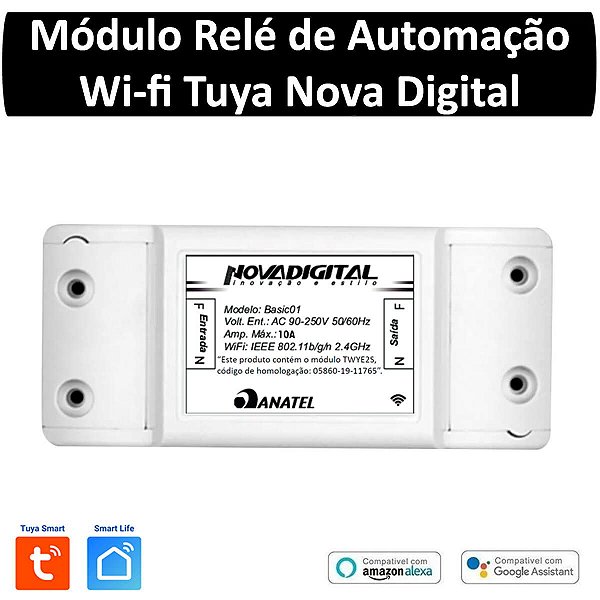 Módulo inteligente Wifi Para Automação Tuya Nova Digital