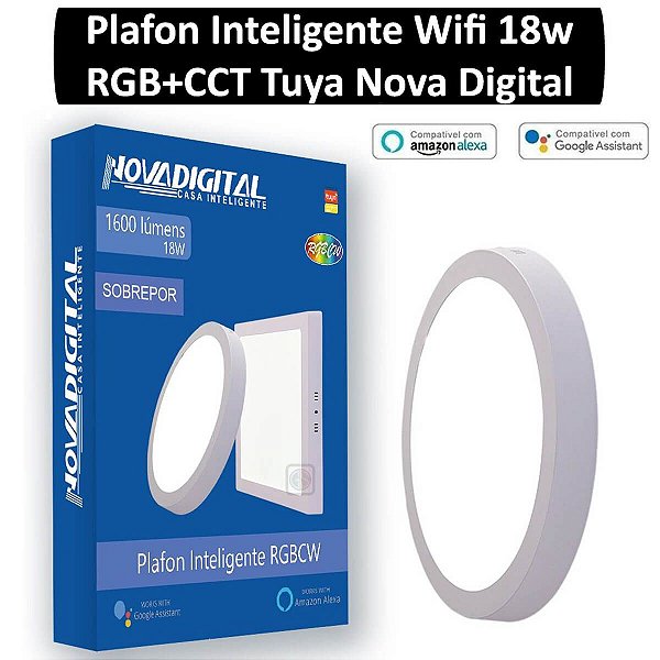 Plafon Inteligente Wifi de Sobrepor Redondo de 18w RGB+CCT Tuya Nova Digital