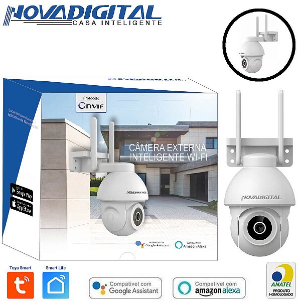 Câmera Inteligente Externa Wifi 3MP IP66 Tuya Nova Digital Onvif