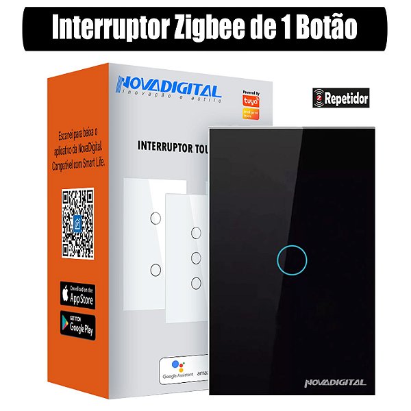 Interruptor Inteligente Zigbee Nova Digital Tuya de 1 Botão Preto - Loja  Geek Smart - Automação Residencial