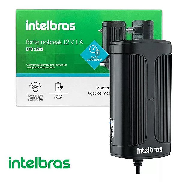 Fonte Nobreak 12v 1a Intelbras Efb 1201 C/ Bateria e Até 7h de Autonomia