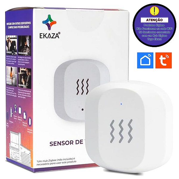 Sensor de Vibração Inteligente Para Automação Zigbee Tuya Ekaza