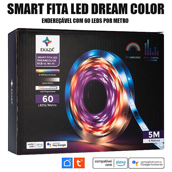 Kit Fita Led Inteligente Endereçável 60 Leds P/M Dream Color Tuya Ekaza