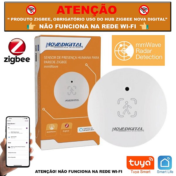Sensor De Movimento e Presença Humana Radar Mmwave  Zigbee Nova Digital Tuya