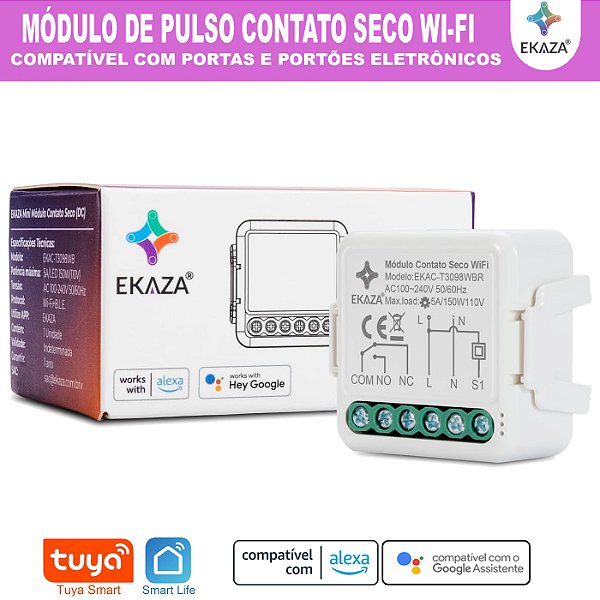 Módulo Relé de Pulso Contato Seco Smart Wifi Tuya Ekaza