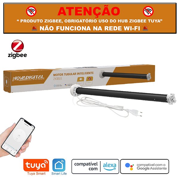 Motor Tubular Inteligente Zigbee Para Persianas de Rolo até 5kg Tuya Nova Digital Integração Alexa