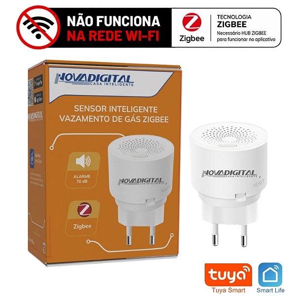 Sensor Vazamento de Gás Zigbee Tuya Nova Digital com Alarme de 70db