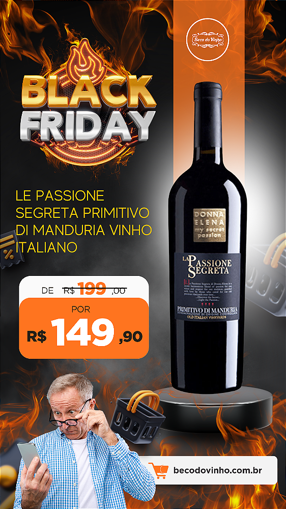 Le Passione Segreta Primitivo di Manduria 750ml Vinho Italiano