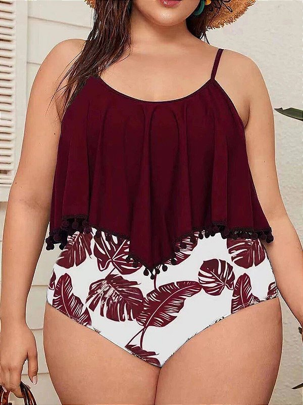 Maiô com detalhe pompom grelot, plus size