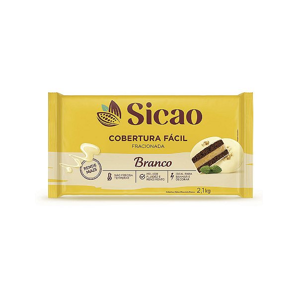 Barra Chocolate Branco Cobertura Dia a Dia 2,1Kg Sicao - Festpan