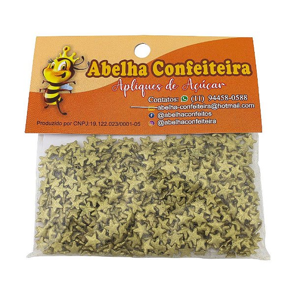 Confeitos Mini Estrelas Douradas 15G Abelha Confeiteira