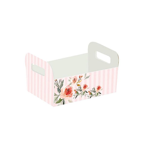 Caixote Papel Cartão Floral Moderna Pequeno 16x10x7,5Cm 1 Unidade Carber