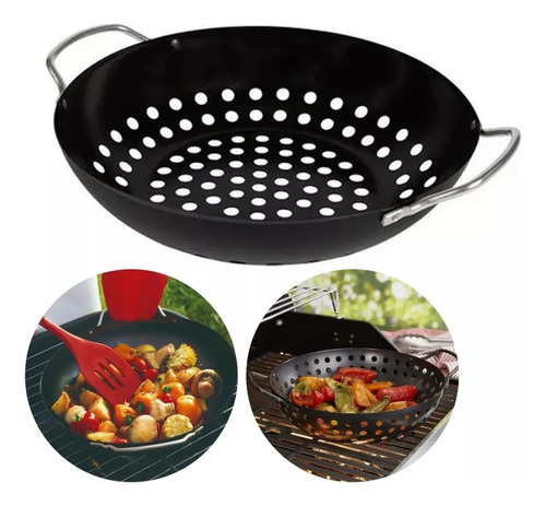 Frigideira Panela Furada Para Churrasco Wok Grelhar Legumes