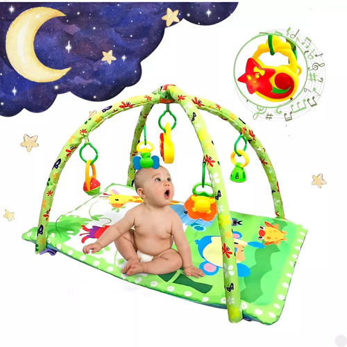 Tapete Almofada Musical Infantil Com Mobile Animais Safari