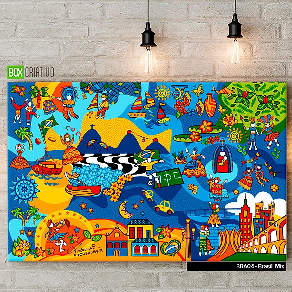 Quadro Tela em Canvas - Brasil Mix - Coleção Mônica Fuchshuber