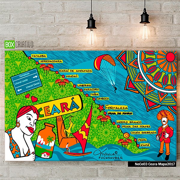 Quadro Tela em Canvas - Mapa Ceará - Coleção Mônica Fuchshuber