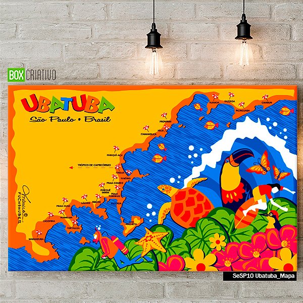 Quadro Tela em Canvas - Mapa Ubatuba - Coleção Mônica Fuchshuber