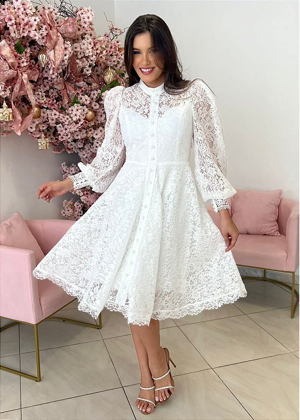 VESTIDO JASMIM PARA CASAMENTO CIVIL, BATIZADO, CULTO ECUMÊNICO, NOIVADO E OUTROS