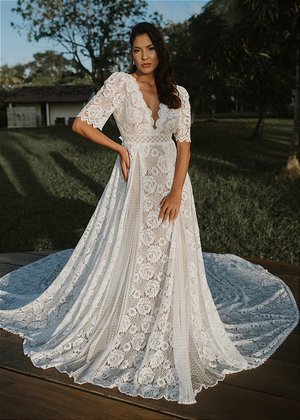 VESTIDO DE NOIVA PASSION COM CAUDA REMOVIVEL