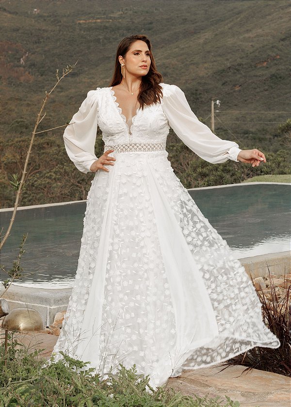 VESTIDO DE NOIVA PLUS FLOWER PREMIUM