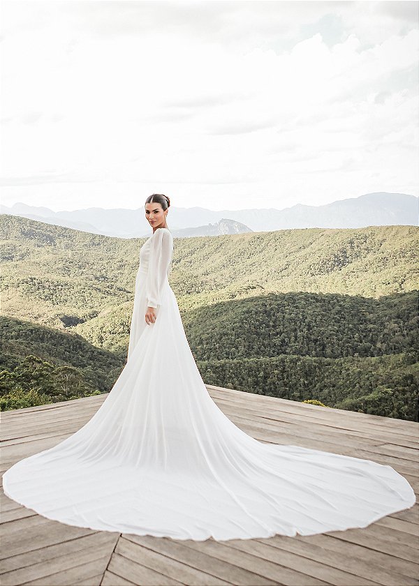 CAUDA PUREZA REMOVÍVEL PARA VESTIDO DE NOIVA