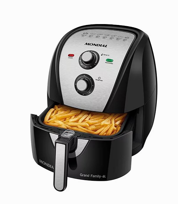 Fritadeira Elétrica Sem Óleo Air Fryer Mondial AFN-60 6L - Preta/Inox