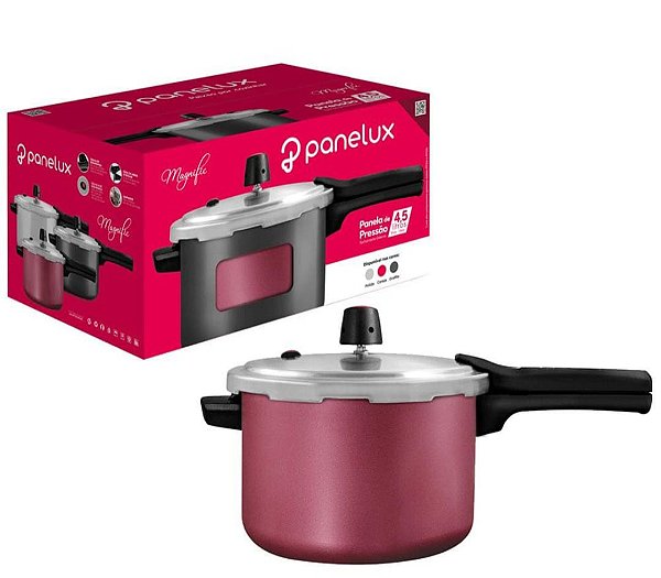Panela De Pressão 4,5L Panelux Magnific em Alumínio Antiaderente - Cereja