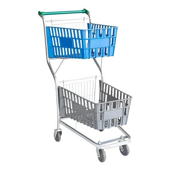 Carrinho Duplo Cesto Plástico