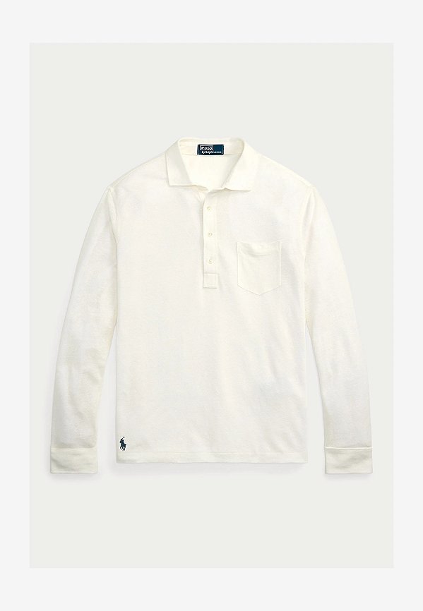 Polo Ralph Lauren Camisa Polo de Linho em Malha Branca Lavada
