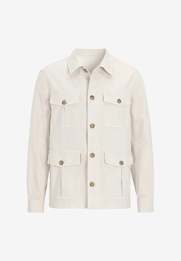 Camisa Masculina Safari Oscar Jacobson Branco Creme