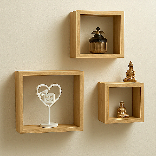Kit 3 Nichos Roma em MDF – Conjunto de Nichos Decorativos para Parede