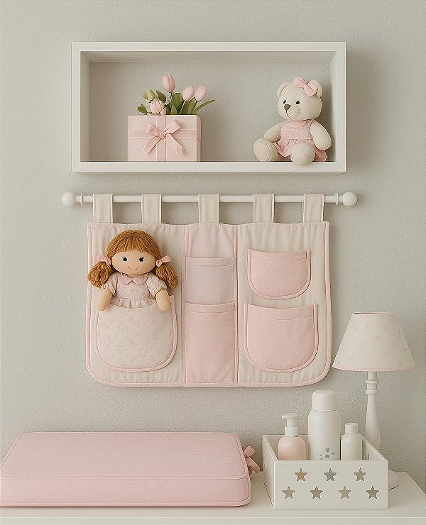 Nicho com Varão para quarto de bebê - Em Madeira - Decore o Quarto do Bebê - Branco