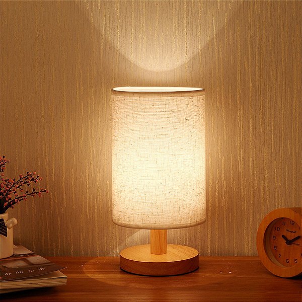 Luminária de Cabeceira com USB – Abajur de Mesa com Design Cilíndrico para Quarto Moderno
