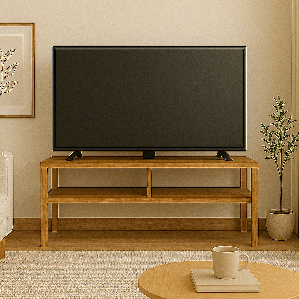 Rack de TV Minimalista em MDF – Design Aberto com 2 Prateleiras | Estilo Escandinavo para Sala de Estar