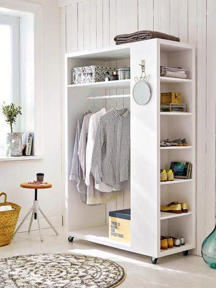 Mini Closet com rodas para pequenos ambientes - 100% MDF Branco