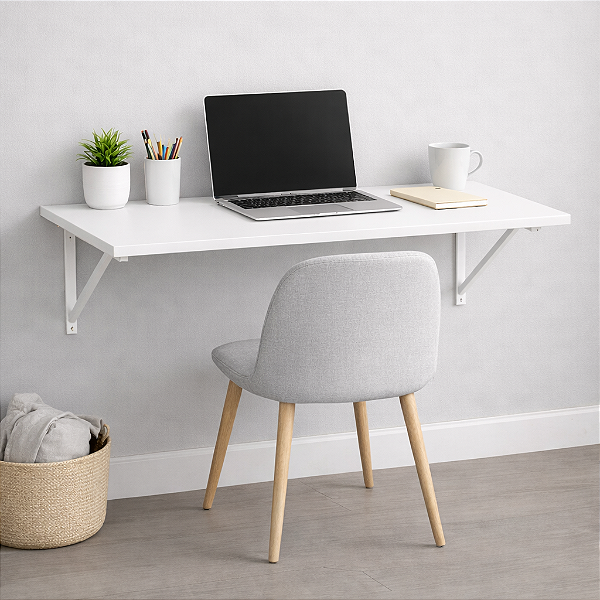 Mesa em MDF suspensa em mão francesa - Opção de Cores