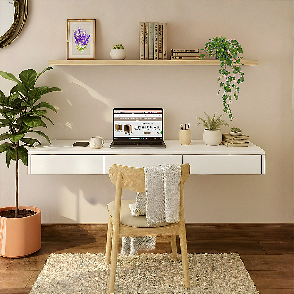 Mesa Suspensa com Gavetas 100% MDF – Personalize Cor e Medida