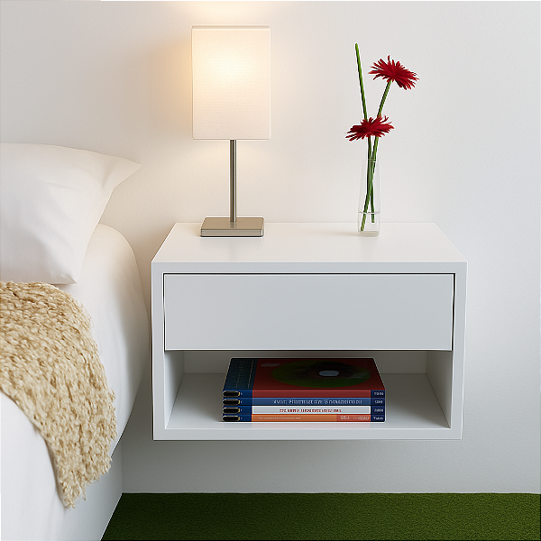 Mesa de Cabeceira Suspensa com Gaveta e Nicho - 100% MDF 18mm - Escolha Sua Cor!