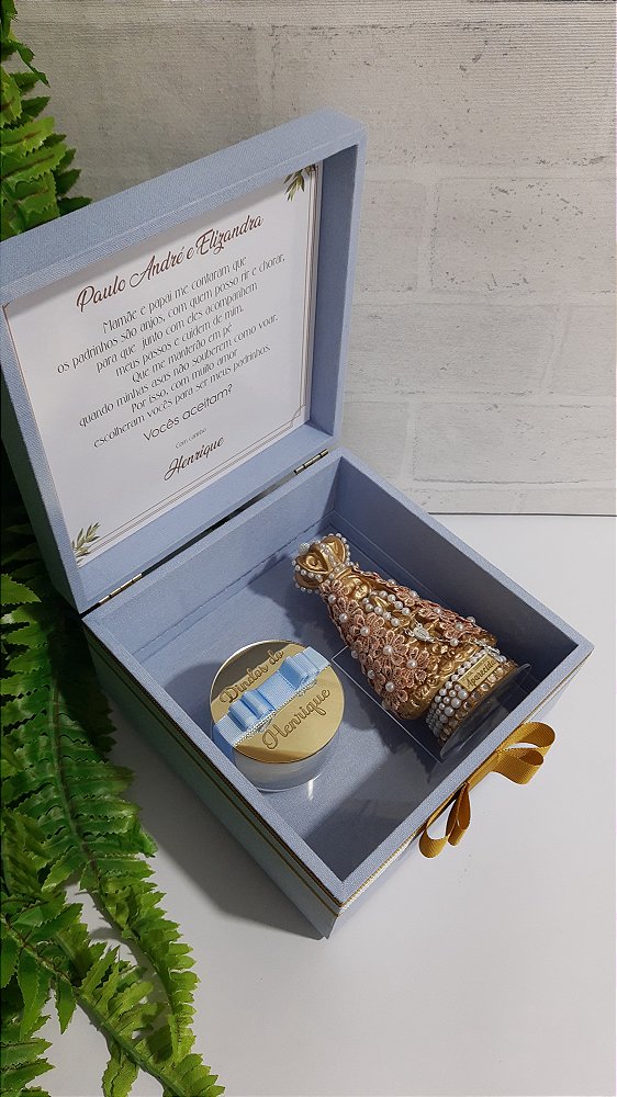 Caixa convite com nossa senhora aparecida e vela