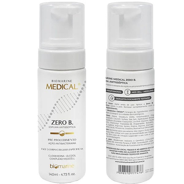 Espuma Antisséptica Pré Procedimento Zero B Biomarine