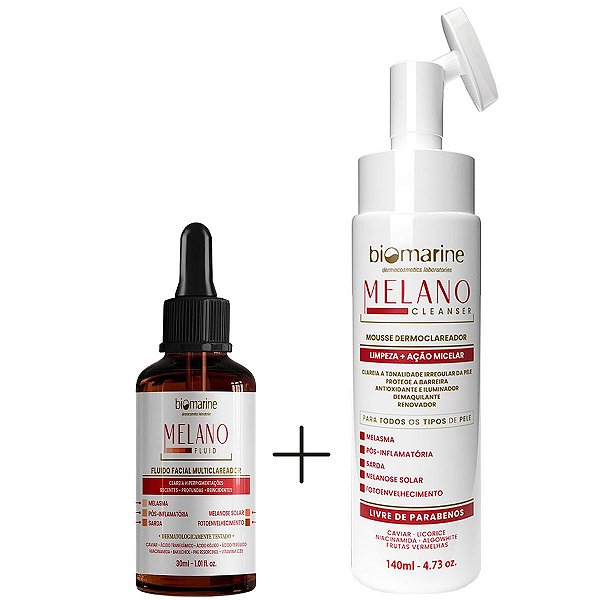 Kit Clareamento Melano Fluid + Melano Cleanser Biomarine
