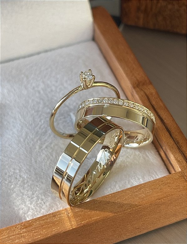 PAR DE ALIANÇAS EM OURO18k MIAMI -5MM - POLIDA