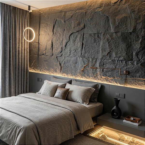 Revestimento Pedra Leve Chumbo Texturizada Interno/Externo