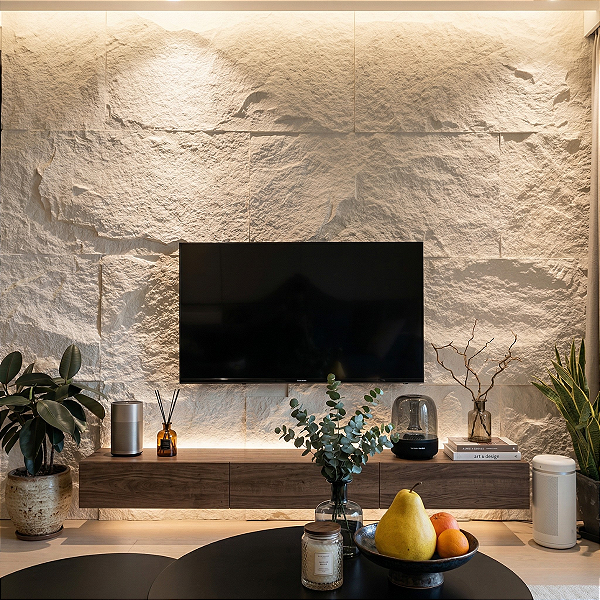 Revestimento Pedra Leve Bege Texturizada Interno/Externo