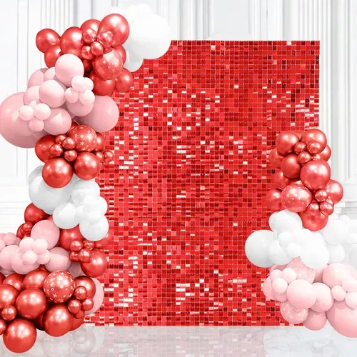 Placa painel shimmer wall muro lantejoula Vermelho