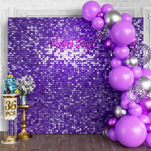 Placa painel shimmer wall muro lantejoula Roxo