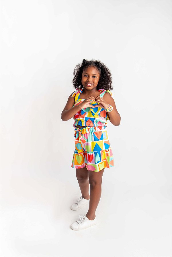 CONJUNTO SHORT E BLUSA BABADO