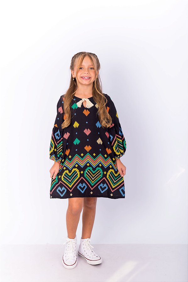 VESTIDO EVASÊ COM MANGA BALONÊ