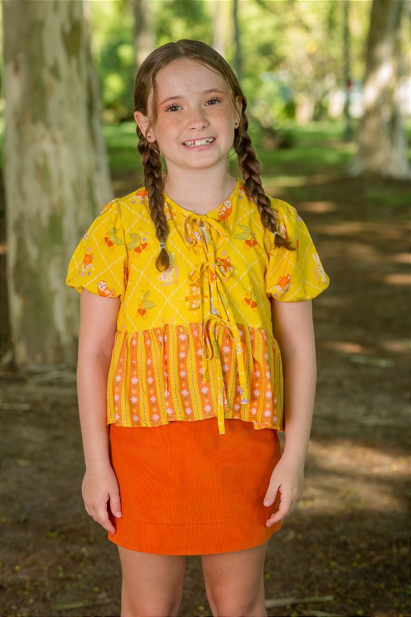 BLUSA INFANTIL C/ CADARÇO FLORESTA FANTÁSTICA